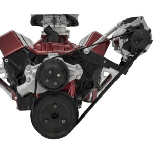 Small Block Chevy High Flow Serpentine Conversion - Outward - ALT Only - Black
