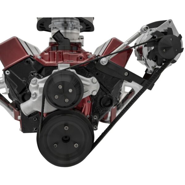 Small Block Chevy High Flow Serpentine Conversion - Outward - ALT Only - Black