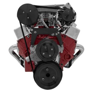 Small Block Chevy High Moutn Serpentine Conversion - AC & ALT - Black