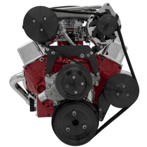 Small Block Chevy High Moutn Serpentine Conversion - AC & PS - GMT2 - Black