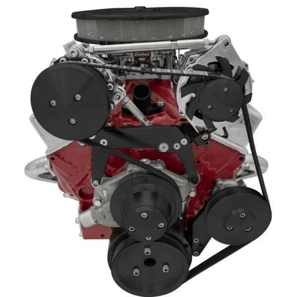 Small Block Chevy High Moutn Serpentine Conversion - AC & PS - GMT2 - Black