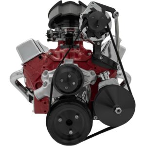 Big Block Chevy Serpentine Conversion; Inward; SWP; AC & PS; Saginaw-Key; Black
