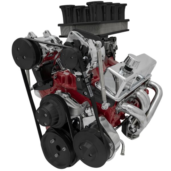 Big Block Chevy Serpentine Conversion; Inward; SWP; AC & PS; Saginaw-Key; Black