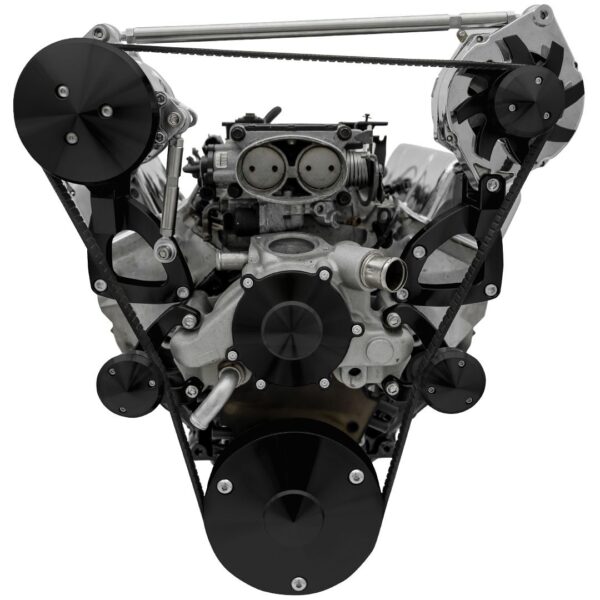 Chevy LT1 Gen II Serpentine Conversion - High Mount - AC & AL; Corvette - Black