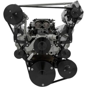 Chevy LT1 Gen II Serpentine Conversion; High Mount; AC & PS; GMT2; Camaro; Black