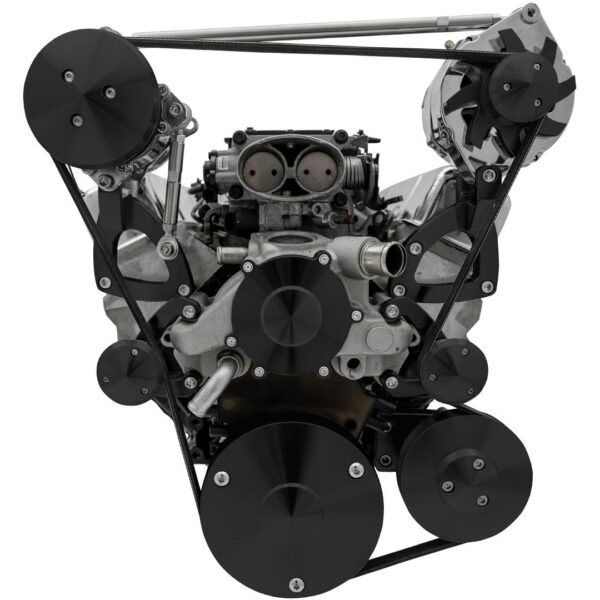 Chevy LT1 Gen II Serpentine Conversion; High Mount; AC & PS; GMT2; Camaro; Black