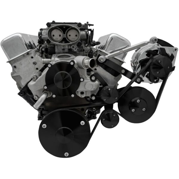 Chevy LT1 Gen II Serpentine Conversion; Outward; PS & ALT; GMT2; Corvette; Black