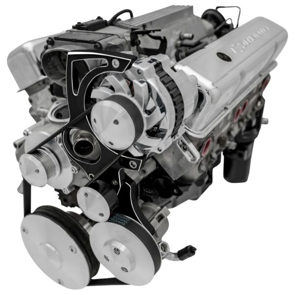 Chevy LT1 Gen II Serpentine Conversion; High Mount; PS & ALT; GMT2; Black Onyx