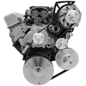 Chevy LT1 Gen II Serpentine Conversion; High Mount; PS & ALT; GMT2; Black Onyx