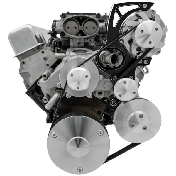 Chevy LT1 Gen II Serpentine Conversion; High Mount; PS & ALT; GMT2; Black Onyx