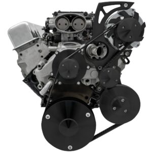 Chevy LT1 Gen II Serpentine Conversion - High Mount - PS & ALT - GMT2 - Black