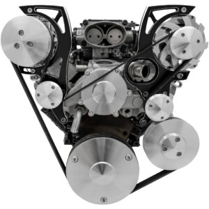 Chevy LT1 Gen II Serpentine Conversion; High Mount; AC & PS; GMT2; Black Onyx