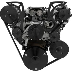 Chevy LT1 Gen II Serpentine Conversion - High Mount - AC & PS - GMT2 - Black