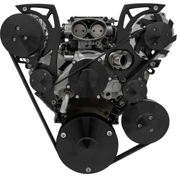 Chevy LT1 Gen II Serpentine Conversion - High Mount - AC & PS - GMT2 - Black