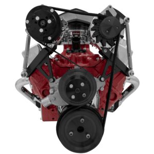 Small Block Chevy Serpentine Conversion Deluxe - AC & ALT - SWP - Black