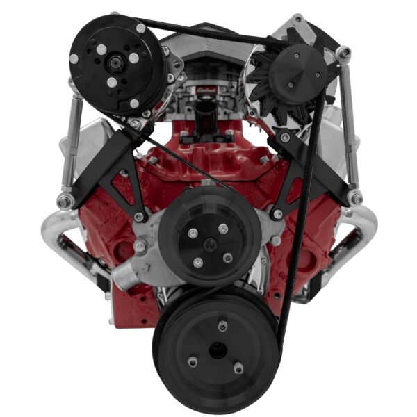 Small Block Chevy Serpentine Conversion Deluxe - AC & ALT - SWP - Black