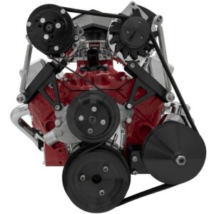 Small Block Chevy Serpentine Conversion - AC & PS - SWP - Saginaw-Key - Black