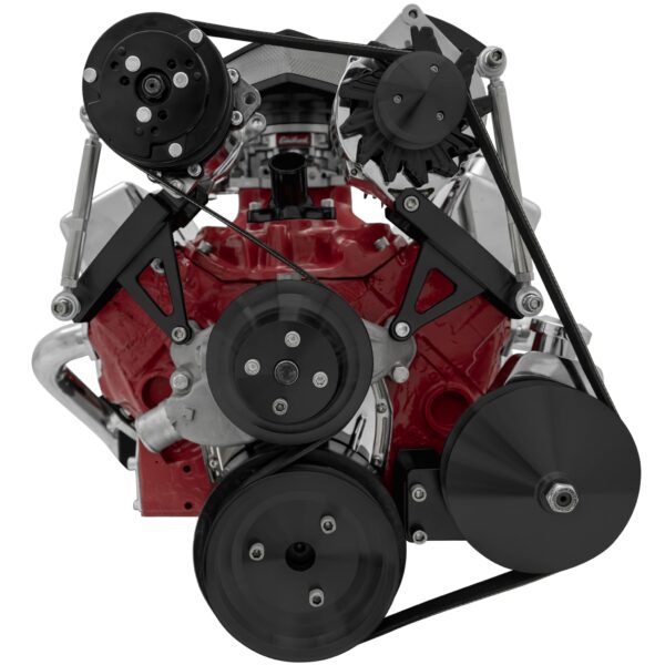 Small Block Chevy Serpentine Conversion - AC & PS - SWP - Saginaw-Key - Black