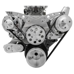 Small Block Chevy Revolver Serpentine System; PS & ALT; Saginaw-Keyway; Billet