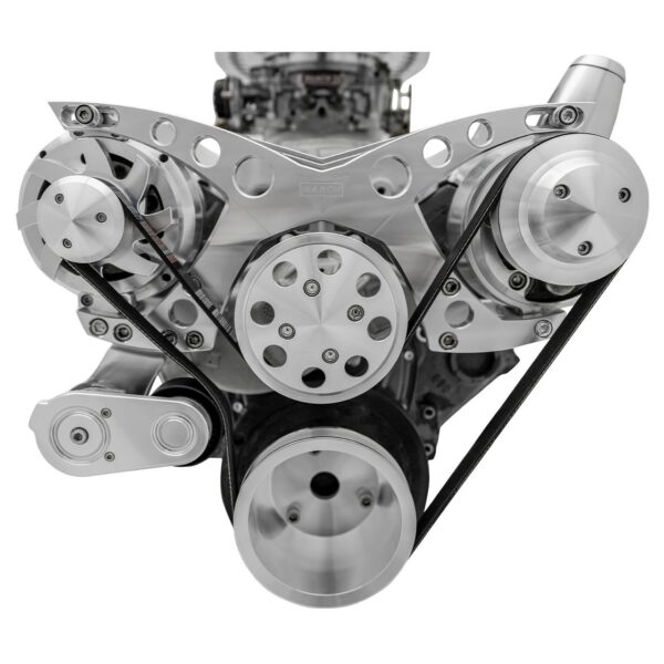 Small Block Chevy Revolver Serpentine System; PS & ALT; Saginaw-Keyway; Billet