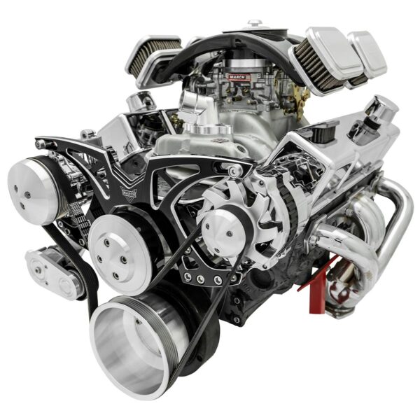 Small Block Chevy Style Track Serpentine System; All Inclusive; AC & ALT; Onyx