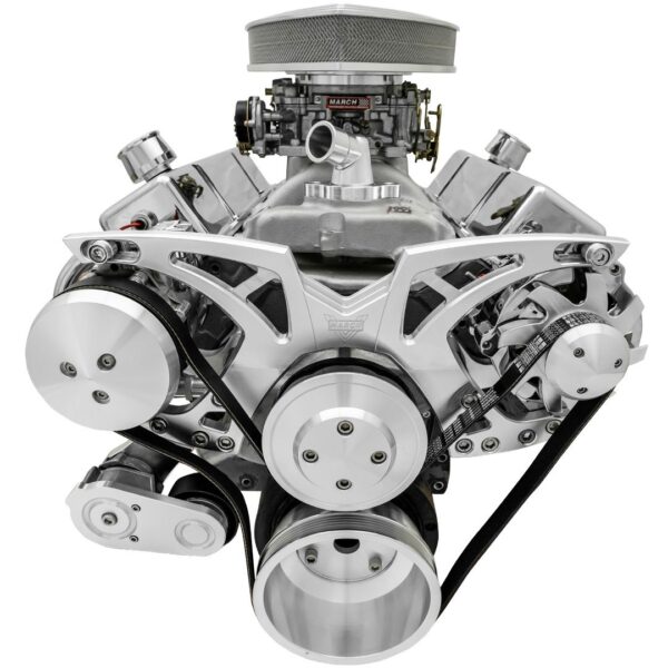 Small Block Chevy Style Track Serpentine System; All Inclusive; AC & ALT; Chrome