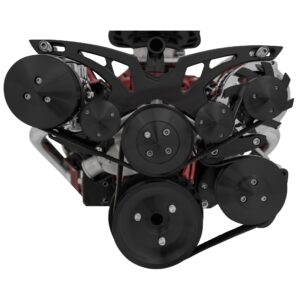 Big Block Chevy Style Track Serpentine System - Corvette - AC & PS - Black