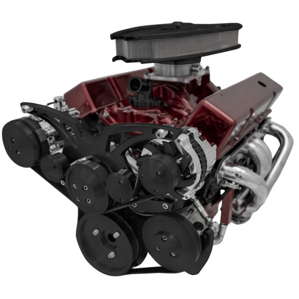 Big Block Chevy Style Track Serpentine System - Corvette - AC & PS - Black