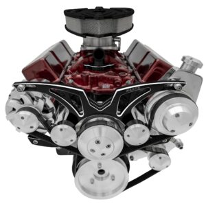 Small Block Chevy Style Track Serpentine System; Corvette; PS & ALT; Black Onyx