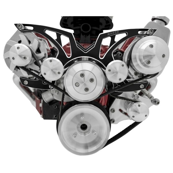 Small Block Chevy Style Track Serpentine System; Corvette; PS & ALT; Black Onyx
