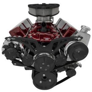 Small Block Chevy Style Track Serpentine System - Corvette - PS & ALT - Black