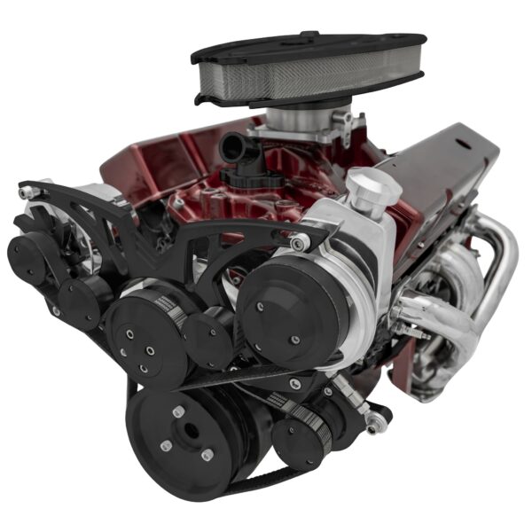 Small Block Chevy Style Track Serpentine System - Corvette - PS & ALT - Black