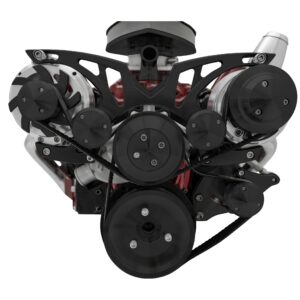 Small Block Chevy Style Track Serpentine System; Corvette; PS & ALT; Billet; BLK