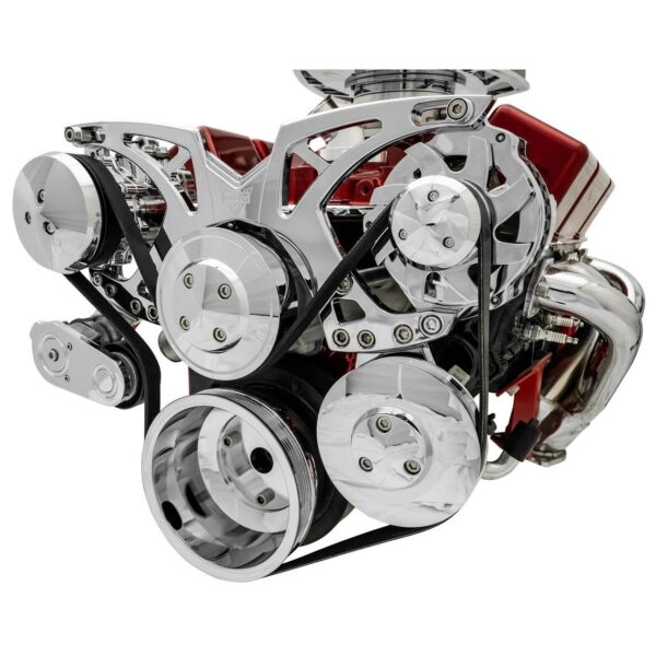 Small Block Chevy Chrome Style Track Serpentine Kit (AC/PS/ALT)