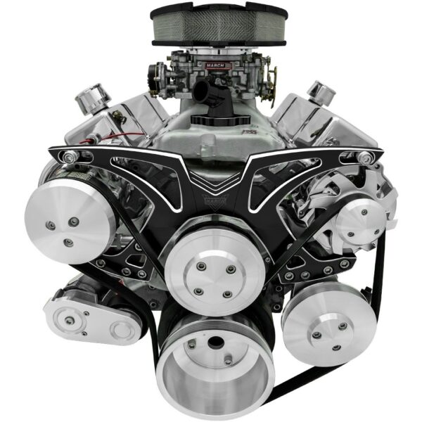 Small Block Chevy Black Onyx Style Track Serpentine Kit (AC/PS/ALT)
