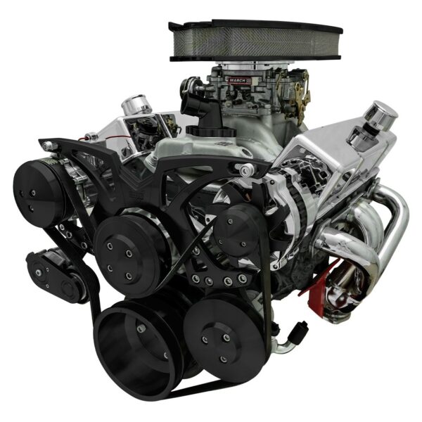 Small Block Chevy Black Style Track Serpentine Kit (AC/PS/ALT)