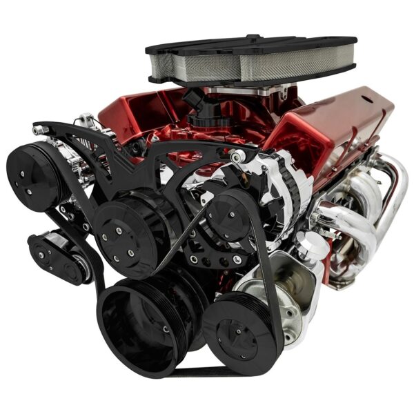 Small Block Chevy Black Style Track Serpentine Kit (AC/PS/ALT)