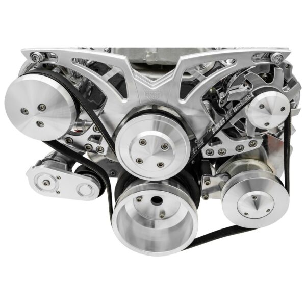 Small Block Chevy Clear Powder Coat Style Track Serpentine Kit (AC/PS/ALT)