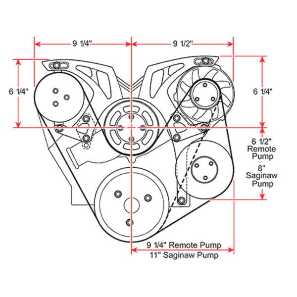 Big Block Chevy Clear Powder Coat Style Track Serpentine Kit (AC/PS/ALT)