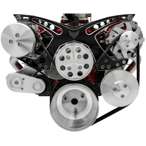 Small Block Chevy Revolver Serpentine System - AC & PS - GMT2 - Black Onyx