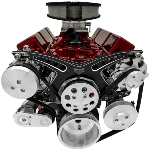 Small Block Chevy Revolver Serpentine System - AC & PS - GMT2 - Black Onyx