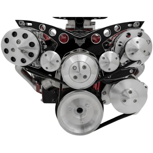 Small Block Chevy Revolver Serpentine System; Corvette; AC PS; GMT2; Black Onyx