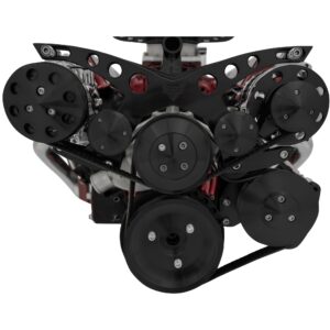 Small Block Chevy Revolver Serpentine System - Corvette - AC & PS - GMT2 - Black