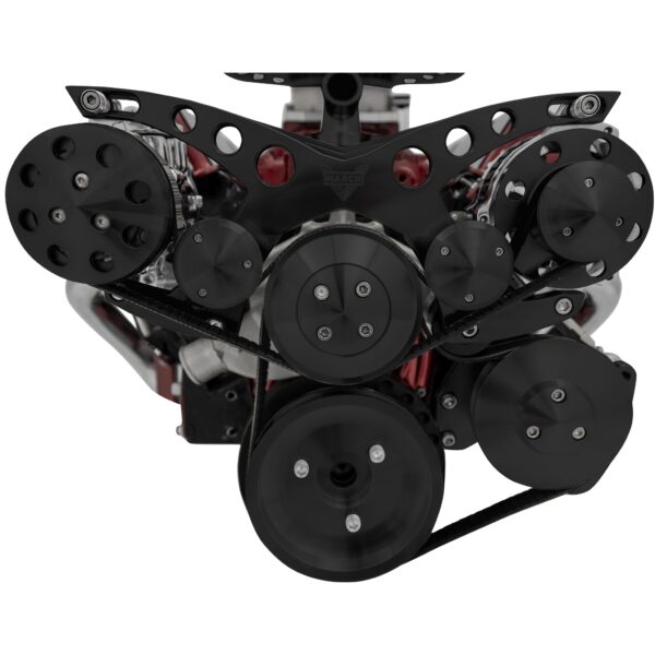 Small Block Chevy Revolver Serpentine System - Corvette - AC & PS - GMT2 - Black