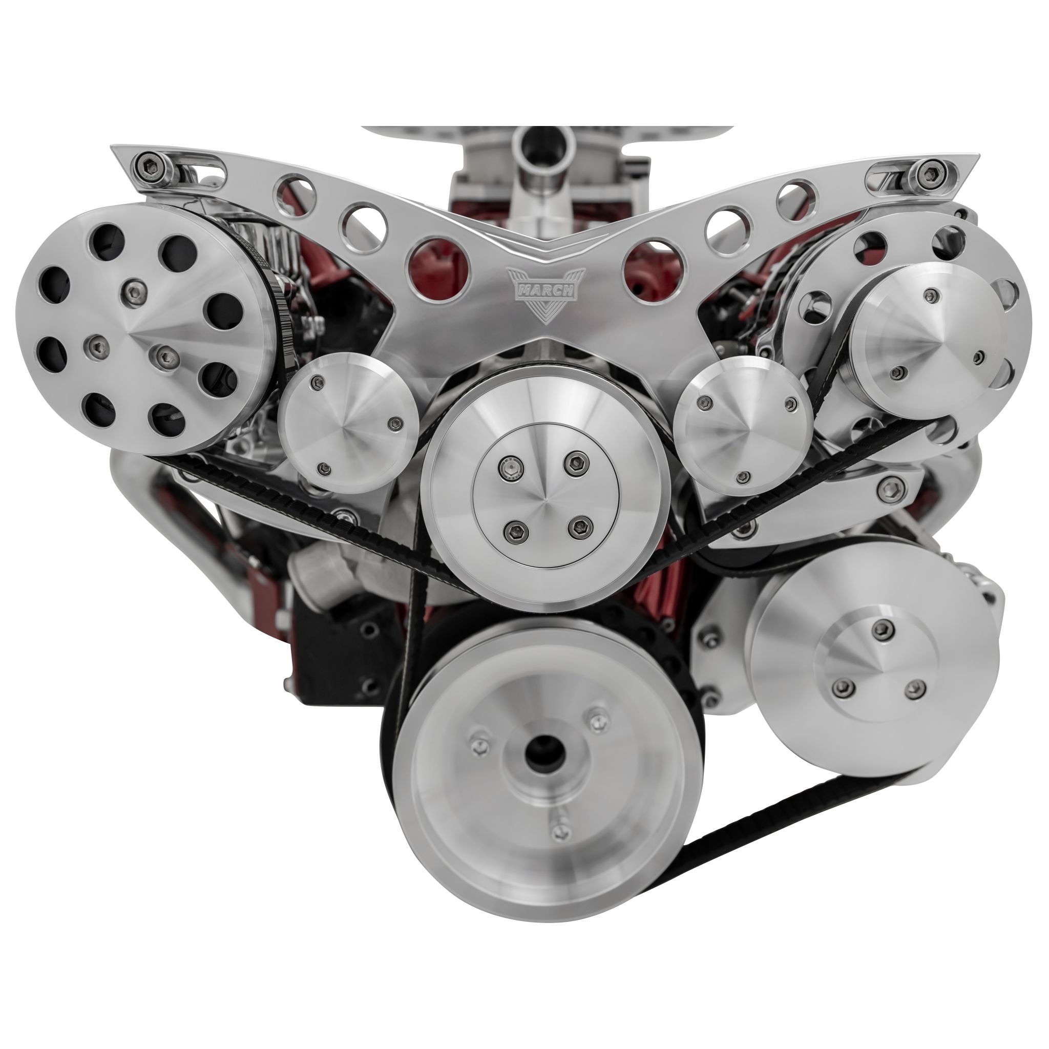 Small Block Chevy Revolver Serpentine System; Corvette - AC & PS - GMT2 - Chrome