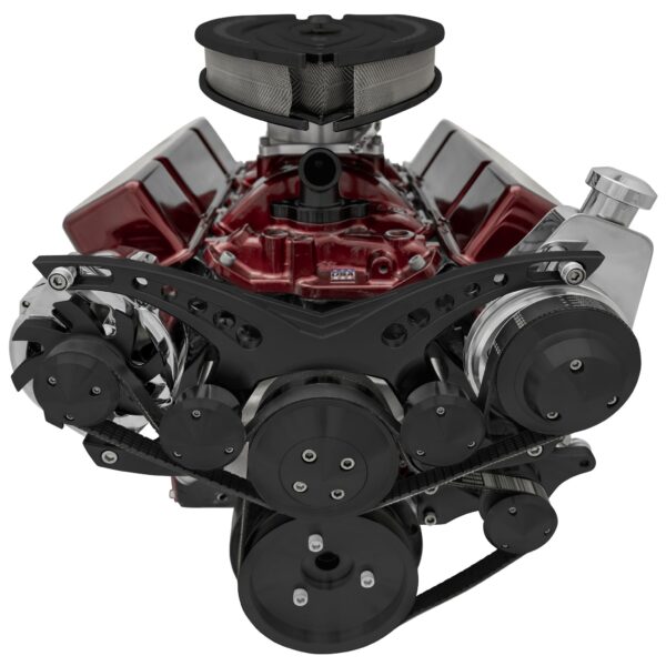 Small Block Chevy Serpentine System; Corvette; PS & ALT - Saginaw-Key - Black