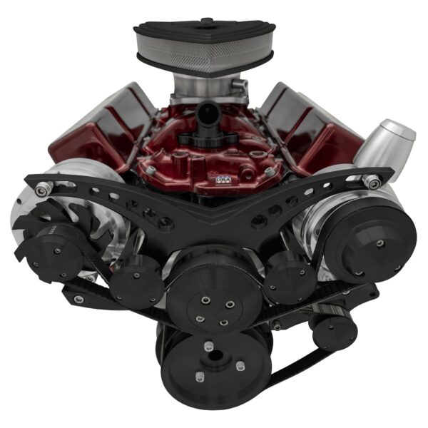 Small Block Chevy Serpentine Kit; Corvette; PS ALT; Billet, Saginaw-Key; Black