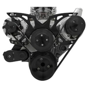 Small Block Chevy Style Track Serpentine System - PS & ALT - Billet-key - Black