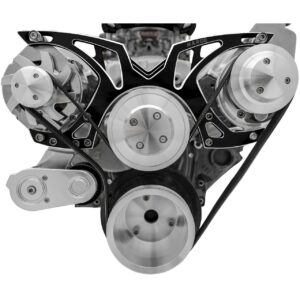 Small Block Chevy Style Track Serpentine System; PS & ALT; Saginaw-Key; BLK Onyx