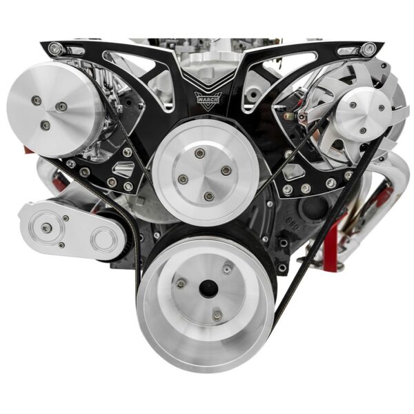 Big Block Chevy Style Track Serpentine System - AC & ALT - Black Onyx